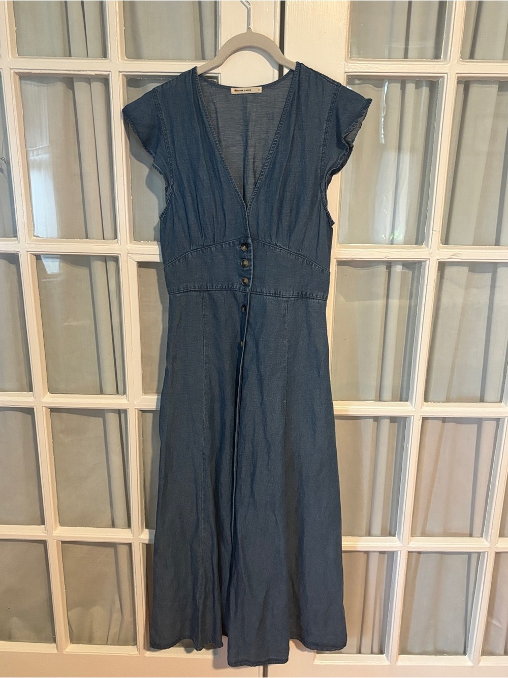 Marine Layer Blue Midi Button-Front Dress - Picture 5 of 6